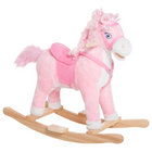 Qaba - Cheval à bascule en peluche pour enfants - jouet à bascule avec sons réalistes - rose-Jouet à bascule traditionnel avec un look modernisé 