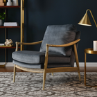 Modway Langford Performance Velvet Accent Armchair - Cadet Blue Walnut-Performance Velvet Fabric