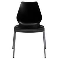Flash Furniture - Chaise empilable noire de la série HERCULES d’une capacité de 770 lb avec soutien lombaire et cadre argenté-Ensemble de 5 chaises empilables polyvalentes