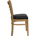 Flash Furniture - Chaise de restaurant de la série HERCULES en bois naturel à dossier échelle - siège en vinyle noir-Siège rembourré en vinyle noir