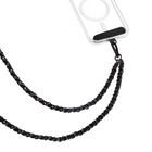Evry - Chaîne métallique universelle et sangle de téléphone en cuir végétalien pour porter en bandoulière - noir et noir-Compatible avec tous les smartphones