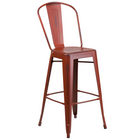 Flash Furniture – Tabouret de bar de 30 po en métal vieilli avec dossier, pour intérieur, rouge Kelly (ET353430RD)-Capacité de poids de 500 lb