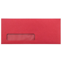 JAM Paper Enveloppes fenêtres no 10, 4 1/8 x 9 1/2 po, rouge recyclé Brite Hue, 250/paquet-Enveloppes de papier rouge