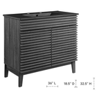 Modway - Render 36" Vanette de salle de bain - Noir charbon-Pieds en bois effilés