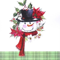 Mill Brook Studio - Cartes de souhaits Noël / Enveloppes - 5-3/8 po x 7-3/4 po - À Vous et Votre Famille: Couronne Bonhomme de Neige - Paquet de 18-Cartes de souhaits qualité boutique