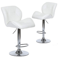 Nicer Furniture - tabouret de bar réglable en hauteur - blanc - lot de 2-Coussin rembourré épais, élégant et moderne