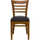 Flash Furniture - Chaise de restaurant de la série HERCULES en bois de cerisier avec dossier échelle - siège en vinyle noir-Ensemble de 2 chaises de salle à manger en bois