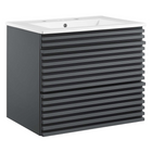 Modway Render 24" Wall-Mount Bathroom Vanity - Grey/White-Mid-Century Modern Vanity