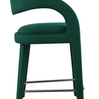 Modway Pinnacle Performance Velvet Counter Stool - Green Black - Set of 2-Weight Capacity: 330 lb