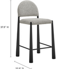 Modway - Hayley Tissu rembourré Tabouret de comptoir - Chameau Noir-Dossier en demi-lune arqué