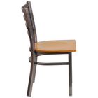 Flash Furniture HERCULES Series Clear Coated Ladder Back Metal Restaurant Chair - Natural Wood Seat - 2 Pack-Natural Finished Wood Seat