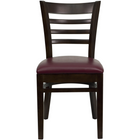 Flash Furniture HERCULES Series Ladder Back Walnut Wood Restaurant Chairs with Burgundy Vinyl Seat - 2 Pack-Set of 2 Wood Dining Chairs