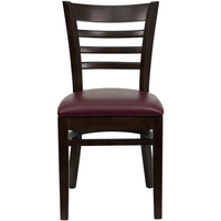 Flash Furniture HERCULES Series Ladder Back Walnut Wood Restaurant Chairs with Burgundy Vinyl Seat - 2 Pack-Set of 2 Wood Dining Chairs