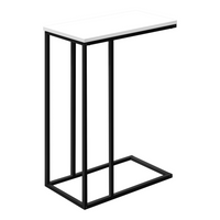 Monarch Specialties 3760 Accent Table - 25"H/White/Black Metal-Bring a modern vibe to your living room, office space, family room or den with this C-shaped end table