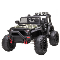 Aosom 12V Kids Ride-On Off-Road Toy Truck - Camouflage-With a retractable handle, it can be easily transported when out of battery 