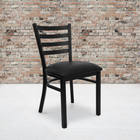 Flash Furniture - Chaise de restaurant de la série HERCULES en métal noir avec dossier échelle - siège en vinyle noir-Cadre en acier de calibre 18
