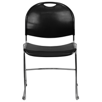 Flash Furniture - Chaise ultra-compacte empilable noire de la série HERCULES avec cadre chromé-Ensemble de 5 chaises empilables polyvalentes