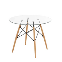 Plata Import - Table de salle à manger en verre Eiffel 32" Silver Import-Pieds en bois robustes