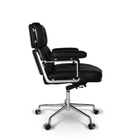 Plata Import - Chaise de bureau élégante Chaise réglable en similicuir avec cadre en aluminium poli, Noir-Asiatique 25,5 po x 19 po; Retour 20,5 po -17,5 po