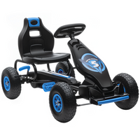 Aosom Kids Pedal Go Kart with Adjustable Seat and Shock Absorption - Blue-Inflatable rubber wheels with suspension system 