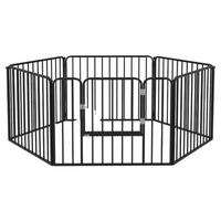 PawHut 6-Panel Heavy Duty Dog Playpen with Door for Small Dogs-Six steel panels quickly reshape as rectangles, L shape or other shapes