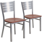 Flash Furniture - Chaise de restaurant de la série HERCULES en métal argenté avec dossier à lattes - siège en bois de cerisier-Conception à dossier à lattes