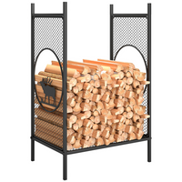 Outsunny - Porte-bûches extérieur- support à bûches de cheminée en métal robuste 19 po-Conception compacte pouvant contenir 110 lb de bois, gardant votre espace cheminée bien rangé 