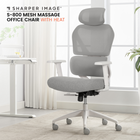 Sharper Image - Fauteuil de bureau exécutif en maille S-800 - Gris Clair-Batterie USB rechargeable avec autonomie de 60 minutes