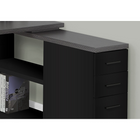 Monarch Specialties 7433 Computer Desk - Black/Grey Top Left/Right Facing Corner-Durably designed for daily use with an easy to clean top in a chic black and grey laminate finished on all sides, and a black metal base with floor protectors included, creating a functional workspace for a laptop, studying, or writing.
