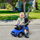 Aosom - voiture à pousser et à glisser 2 en 1 pour enfant - bleu-Le volant permet de contrôler facilement la direction 