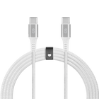 LOGiiX - Piston Connect Braid Eco USB-C vers USB-C - Argent Blanc-Câble USB-C vers USB-C écologique de 1,5 m (*4,92 pieds) en partenariat avec #tide.
