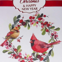 Rosedale - Cartes de souhaits Noël Gold / Enveloppes - 5-1/2 po x 8 po - Joyeux Noël et Bonne Année: Cardinaux - Paquet de 6-Cartes de souhaits qualité boutique