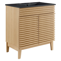 Modway Render 30" Bathroom Vanity - Oak/Black-Mid-Century Modern Style