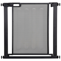 PawHut - Barrière pour Animaux en Métal 29,5"-32,3" avec Porte à Fermeture Automatique et Double Verrouillage-Bloc de verrouillage inférieur pour une stabilité accrue
