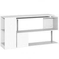HOMCOM - Bureau en l - 55 po L x 47,25 po l x 30,75 po H - blanc-Bureau d'ordinateur en forme de L, gain de place, idéal pour votre bureau, chambre ou dortoir 