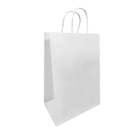 Reliabag Paper Bags - Twist Handles - 9" W x 6" D x 13" H - White - 200 Pack-Made by the premium white kraft paper with the re-enforced flat bottom