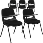 Flash Furniture Black Padded Ergonomic Shell Chair with Right Handed Flip-Up Tablet Arm-Compact Size Desk