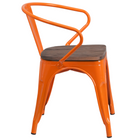 Flash Furniture Orange Metal Chair with Wood Seat & Arms-Stack Quantity: 8