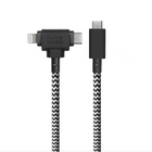Native Union - Câble Belt Duo USB-C vers USB-C/Lightning 1,5m - Zebra-Associez avec un chargeur compatible PD pour jusqu'à 50 % de charge de l'iPhone en moins de 30 minutes