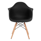 Nicer Furniture - fauteuil de style Eiffel avec pieds en bois naturel - noir - paquet de 4-Siège moulé en plastique robuste de haute qualité avec une finition mate