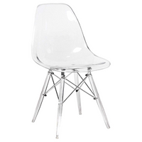 Nicer Furniture - chaise d'appoint transparente style Eiffel - paquet de 4-Siège moulé en plastique robuste de haute qualité