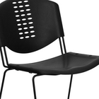 Flash Furniture - Chaise empilable en plastique noir de la série HERCULES, capacité de 400 lb avec cadre noir-Le siège texturé garantit une assise sûre