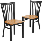 Chaise de restaurant de la série HERCULES en métal noir à dossier type de maison d'école - siège en bois naturel-Conception à dossier type de maison d'école
