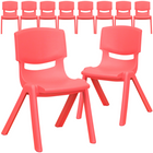 Flash Furniture Plastic Stackable School Chair with 12" Seat Height - Red - 10 Pack-Set of 10 Stacking Student Chairs