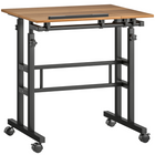 HOMCOM 27.6" Stand Up Desk with Tilting Desktop - Brown-Adjusts from 27.8"-47.2", easily switching from sitting to standing