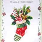 Mill Brook Studio - Cartes de souhaits Noël / Enveloppes - 5-3/8 po x 7-3/4 po - À Toi et ta Famille - Bas de Noël - Paquet de 18-Cartes de souhaits qualité boutique