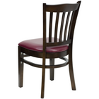 Flash Furniture HERCULES Series Vertical Slat Back Walnut Wood Restaurant Chairs with Burgundy Vinyl Seat - 2 Pack-2.5" Thick Foam Padded Seat