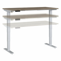 Bush Business Furniture Move 40 Series 60" W x 30" D Electric Height Adjustable Standing Desk - Modern Hickory/Grey Metallic-Electric Height Adjustable Standing Desk includes a motorized base and 60W x 30D top surface with built-in wire management