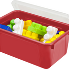 Storex petit bac à rangement avec couvercle - rouge - paquet de 5-Le couvercle transparent est inclus dans chaque bac