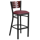 Flash Furniture – Tabouret de bar en métal noir, dossier ajouré en acajou, siège en vinyle bourgogne (XUDG118MAHBBGV)-Tabouret de bar en métal pour la salle à manger